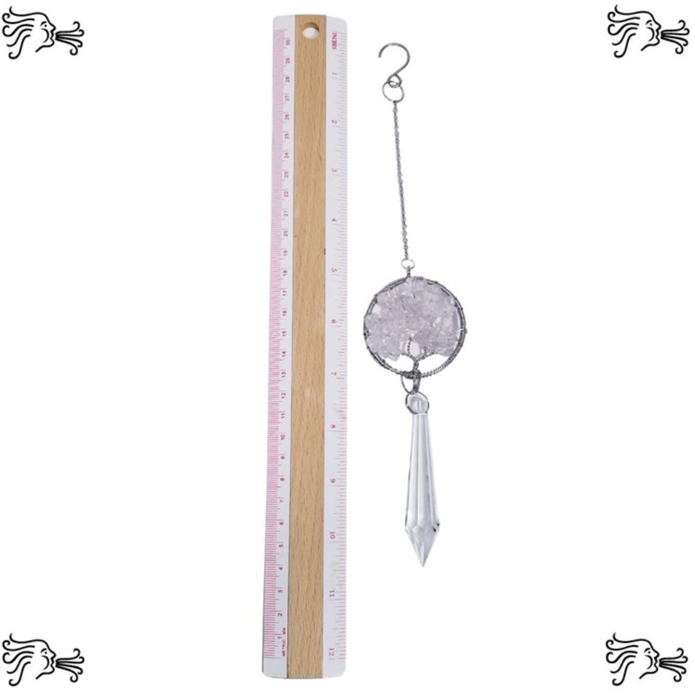 Clear Quartz Natural Stone Sun Catcher Crystal Prisms Tree of Life Chakra